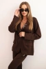 Women's set with viscose, decorated and elastic trousers brown