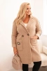 Dámský kabát Plus Size z umělé ovčí vlny s kapsami tmavě béžový