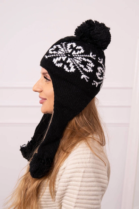 Women's long eared cap Balbina K381 black