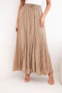 Women's maxi cotton skirt with an elastic waistband camel