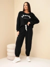 Women's corduroy set with sweatshirt and jogger pants black