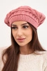 Women's winter wool hat with a loose fit and decorative weave K378 dark pink