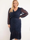 Dámské šaty Plus Size s příměsí viskózy s řasením námořnická modř