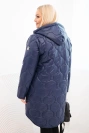 Women's Plus Size winter quilted jacket with a hood navy blue