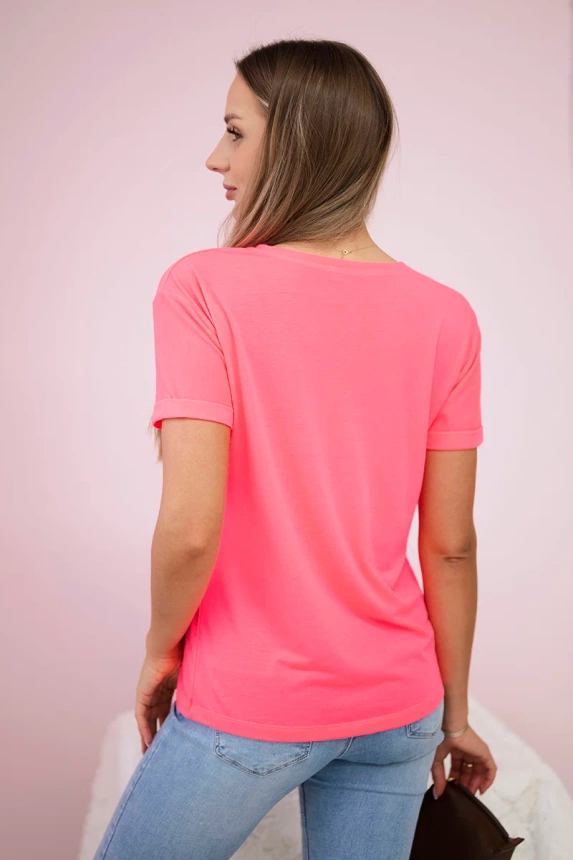 Damen Grafik Bluse rosa neon