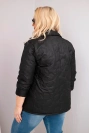 Damenjacke Plus Size gesteppte mit Blumenmuster und Kragen und Taschen schwarz