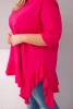 Bluzka damska Plus Size z bawełną z falbaną i rękawem podwijanym fuksja