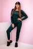 Women's velour set with monogram green + black