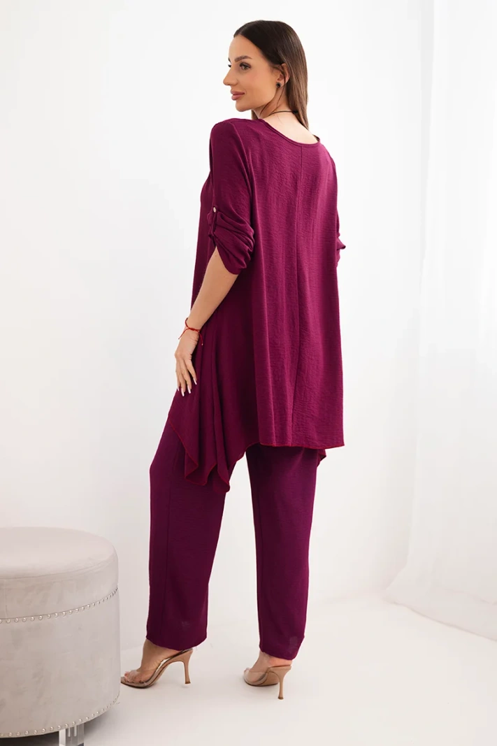 Set of blouse + pants with pendant plum