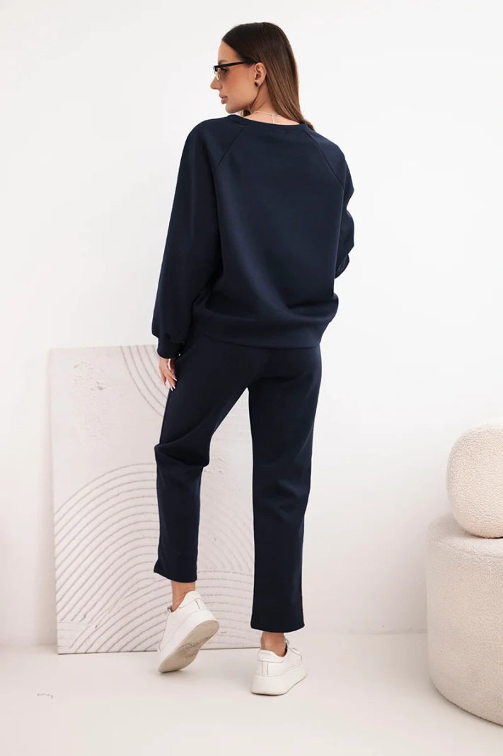 Women's butter set made of viscose with a sweatshirt and pants navy blue