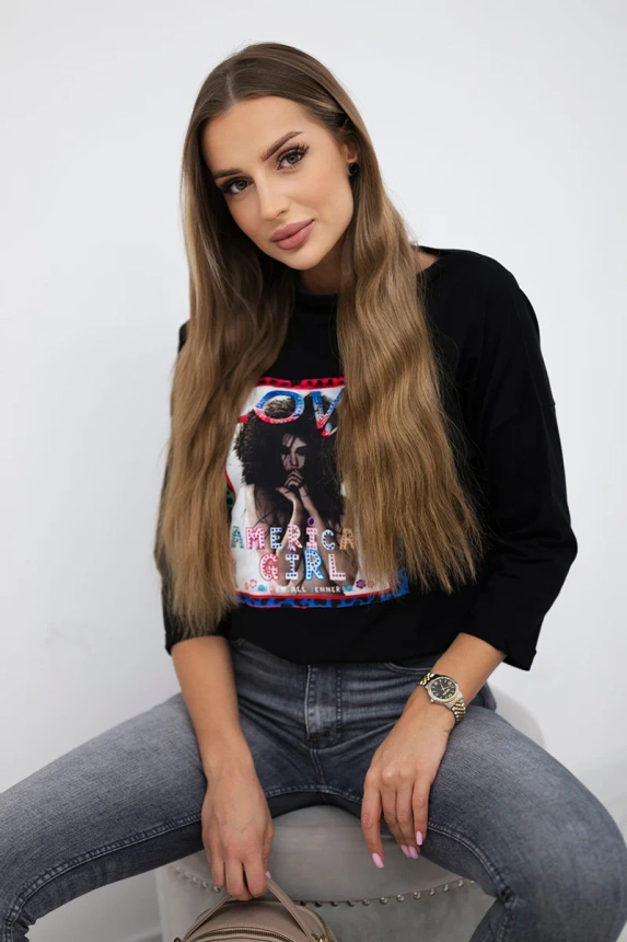 Blouse with graphics American Girl black S/M - L/XL
