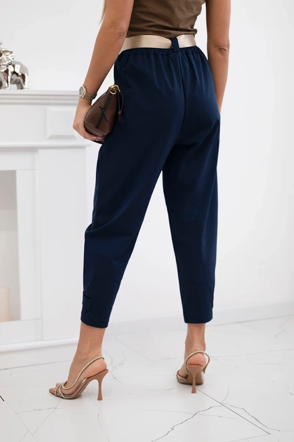 Summer Punto trousers with leg closure navy blue