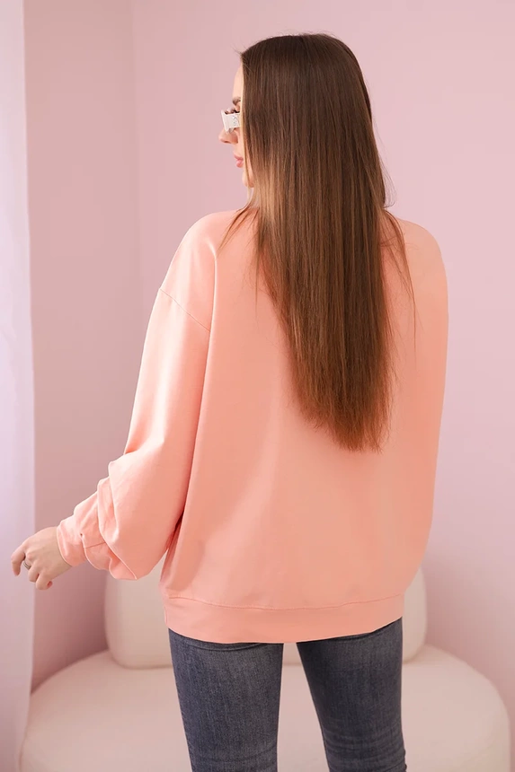 Baumwollbluse mit Schleife Aprikose