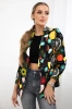 Cotton jacket with a colorful print black