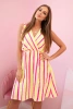 Women's cotton dress with colorful stripes neon yellow