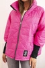 Women's quilted jacket with a short cut and collar pink