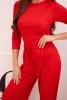 Women's viscose set with a blouse and wide pants red
