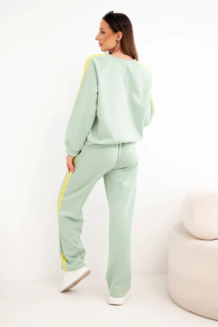 Damen-Sweatanzug Masełko mit Streifen und lockerer Jacke dunkel mint