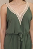 Short jumpsuit with decorative lace khaki