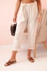 Damen Leinen-Baumwollhose mit Gürtel beige