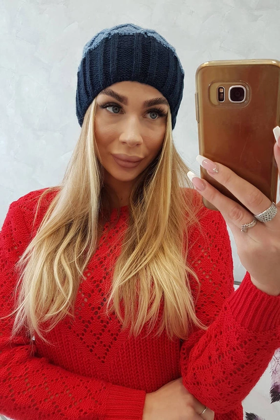 Cap with fleece Milano K203 jeans+navy blue