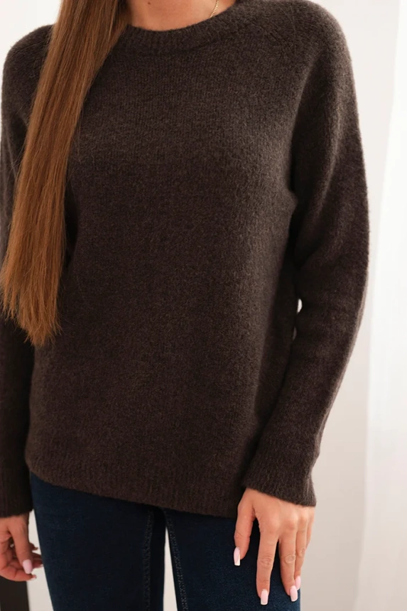 Women's sweater made of baby alpaca with long sleeves brown