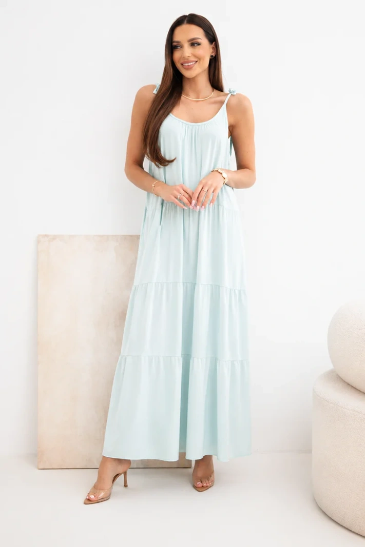 Women's viscose dress with tie straps mint