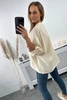 Muslin blouse with rolled-up sleeves light biege
