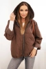 Women's quilted jacket with a hood chocolate
