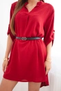 Dress with a longer back and belt burgundy