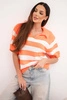Women's striped sweater with a collar and short sleeves orange