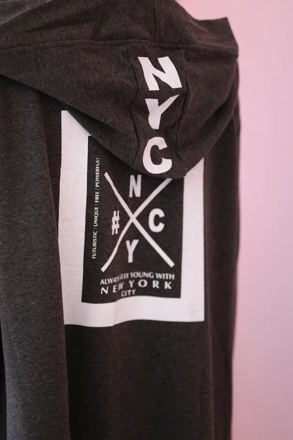 Pláštěnka oversize s kapucí v grafitové barvě