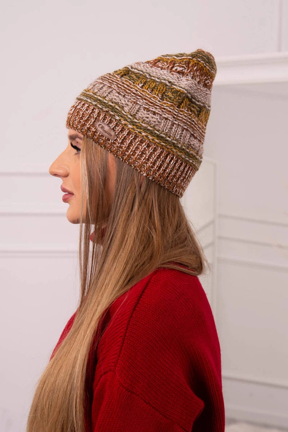 Mütze mit Fleece Patrycja K254 khaki+camel