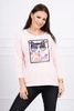 Blouse with cat graphics 3D powdered pinjk