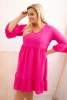 Dámské viskózové šaty Plus Size s ažurovou ozdobou Fuchsiová