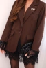 Women's blazer with lace at the bottom and at the cuffs brown
