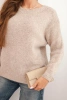 Women's sweater with wool, long sleeves, and round neckline beige
