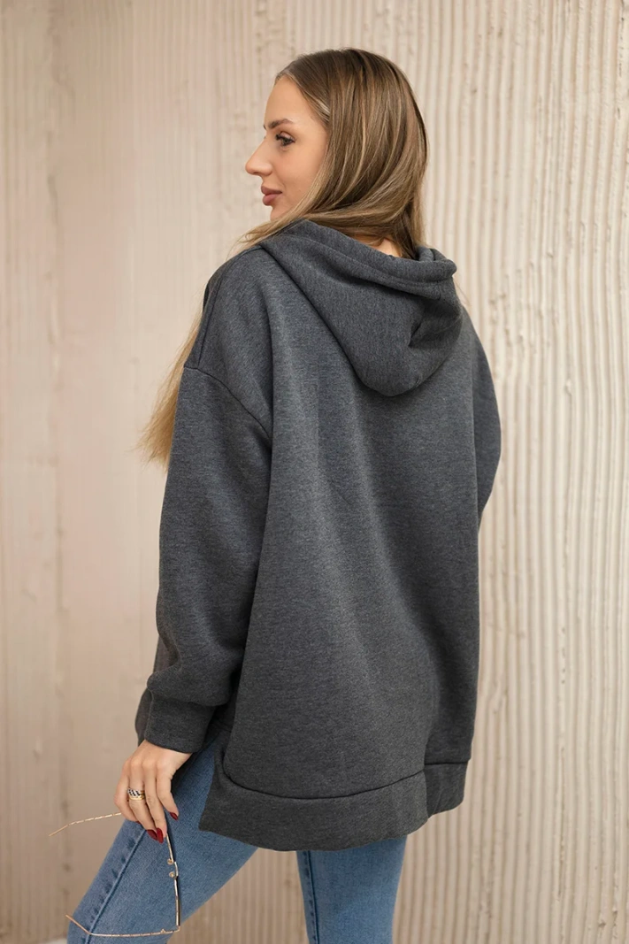 Insulated sweatshirt with a zipper on the side graphite
