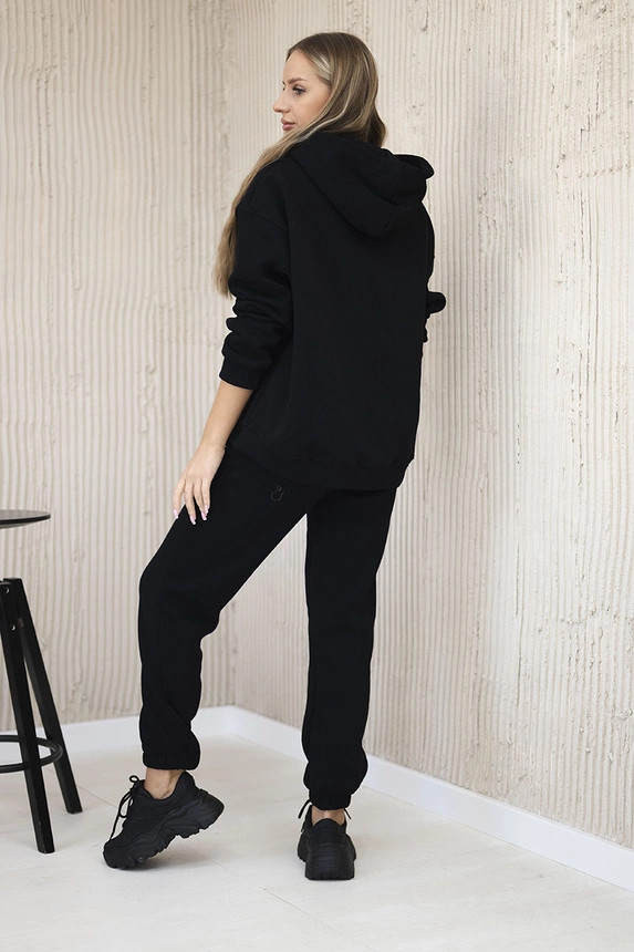 Cotton set with embroidered inscription Paradise black