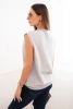Women's sleeveless viscose sweater with pockets and V-neck gray