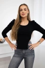 Blúzka s naberanými rukávmi čierna