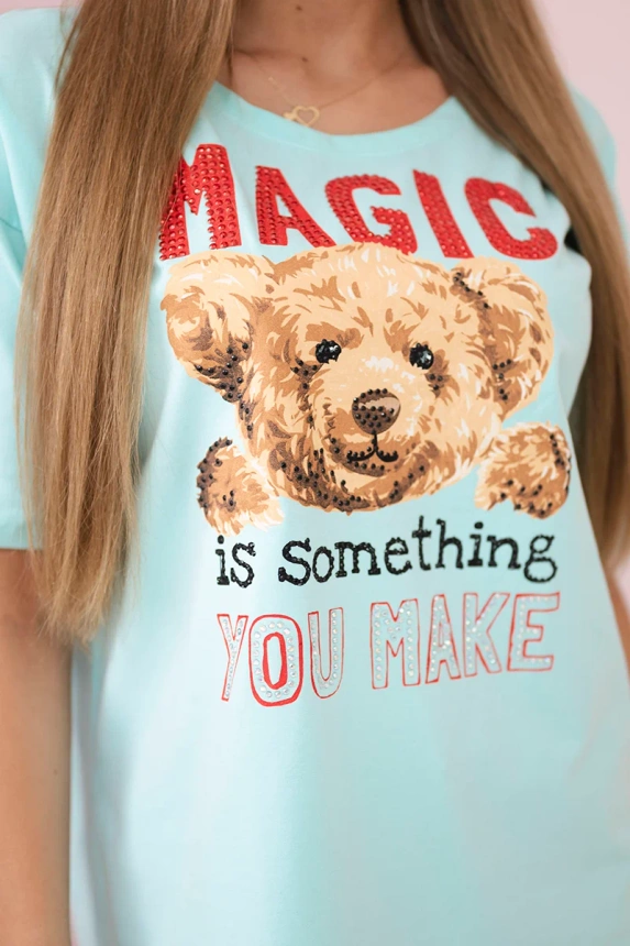 Magische Bluse mit Minzdruck