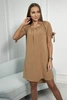 Dress tied on the sleeves camel 