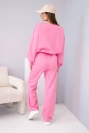 Women's set butter sweatshirt with a brooch and straight leg trousers pink