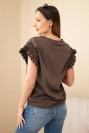Women’s cotton blouse with ruched sleeve brown