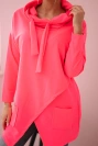 Übergroße Tunika mit Umschlag vorne rosa neon