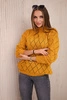 Sweater high neck with diamond pattern mustard