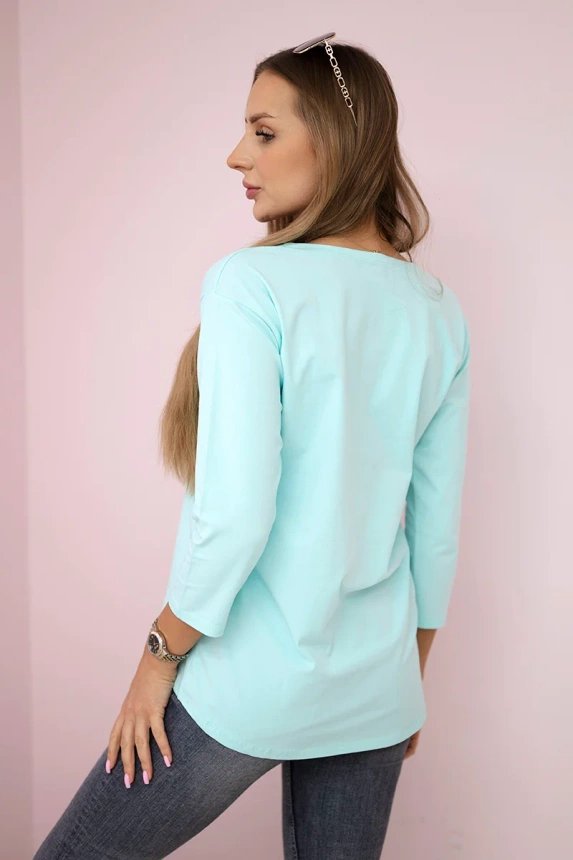 Halenka s potiskem Summer Girl v mátové barvě