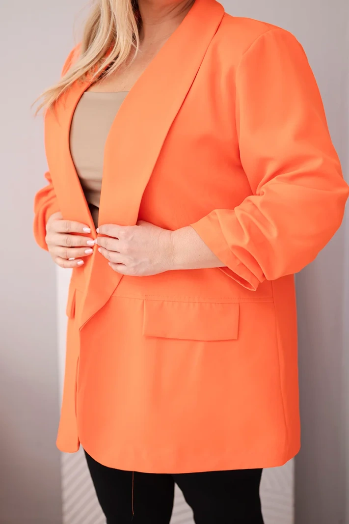 Dámské elegantní sako pro plnoštíhlé oranžové