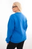 Women's Plus Size looped cotton basic sweatshirt with a round neckline blue